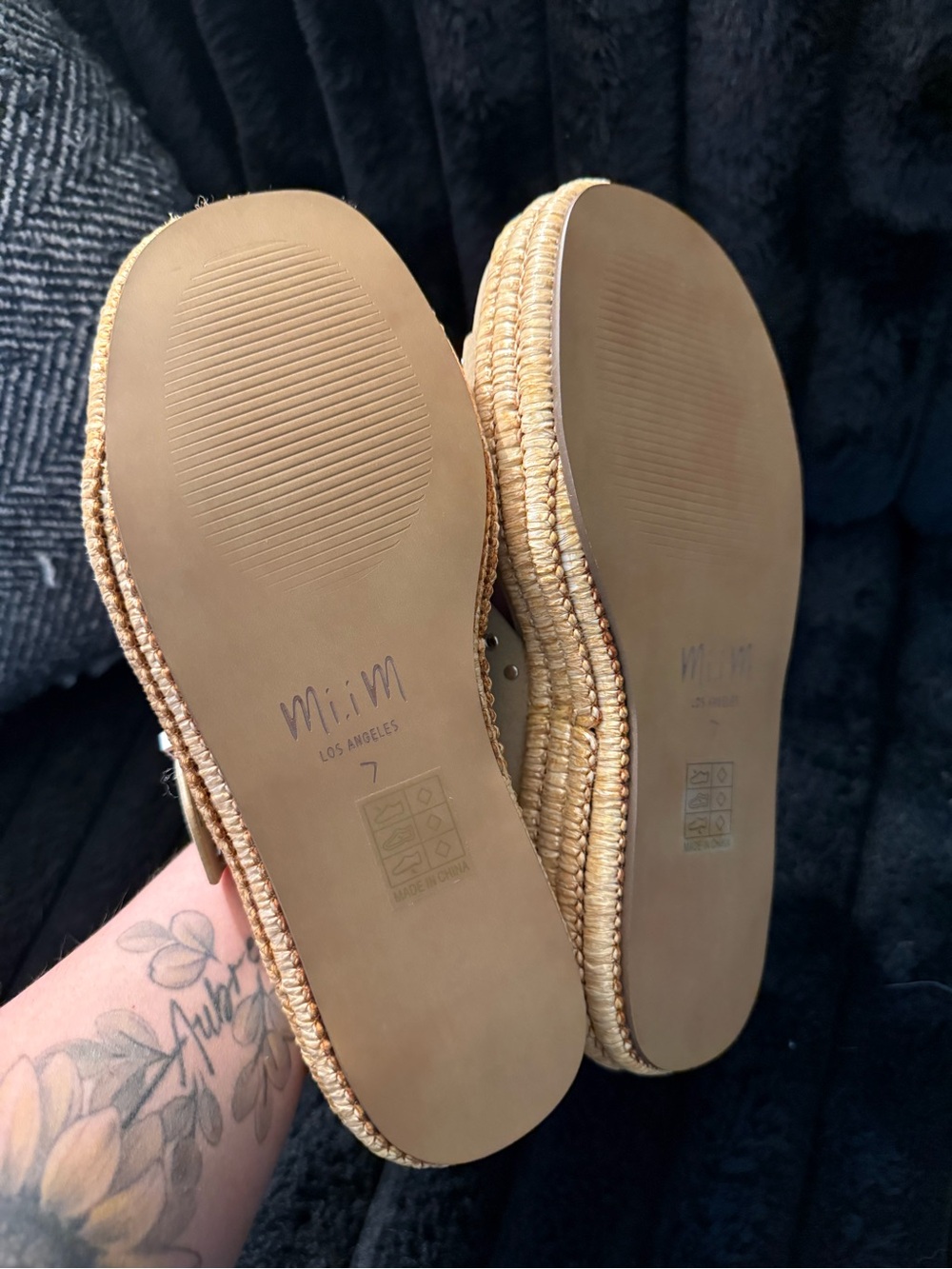 NEW Beige Studded Espadrille Slide Sandals - Picture 3 of 4